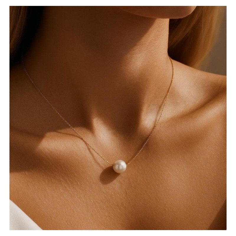 گردنبند طلا مروارید تکی